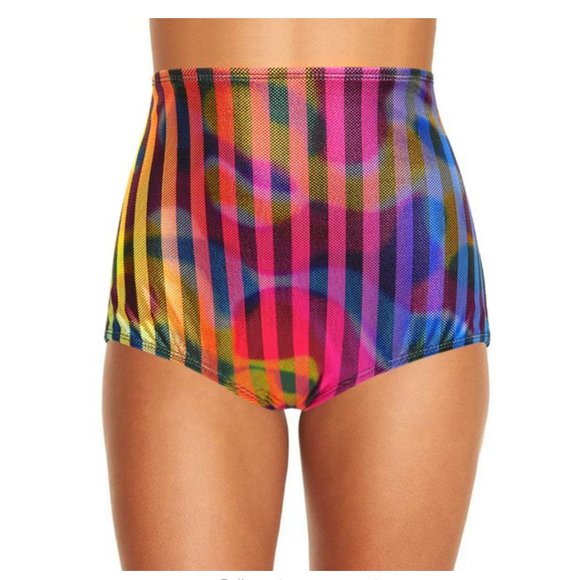 HDE Rainbow Rave Shorts – High Waisted Rave Bottoms - Picture 2 of 13